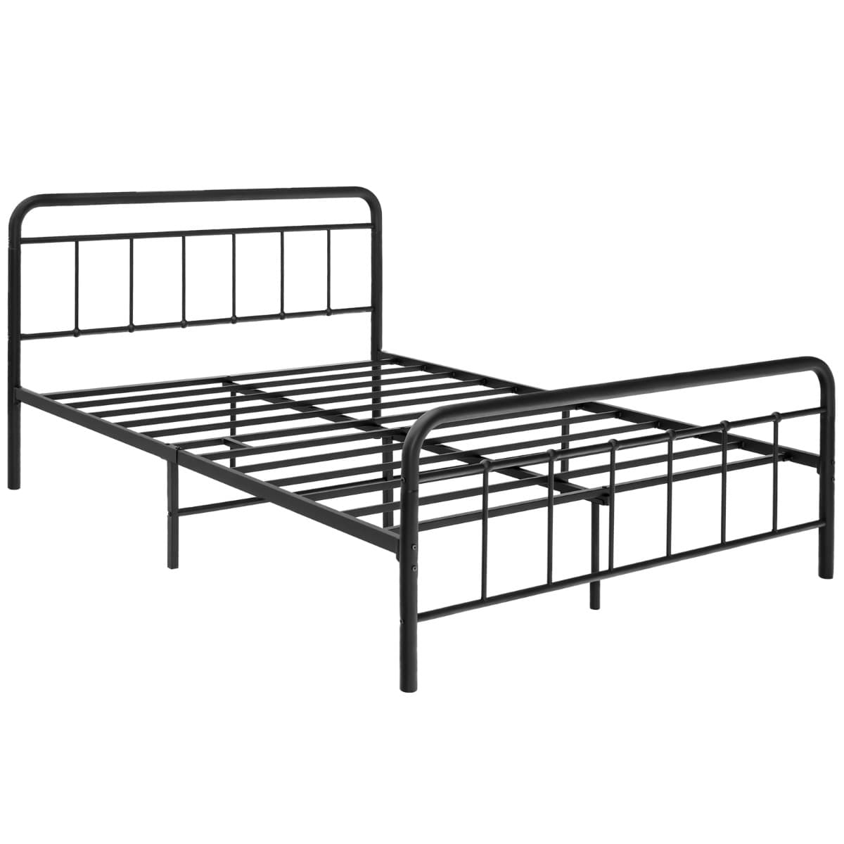 CostwayLit Double en Métal Cadre de Lit pour Adultes Lattes en métal Massif Pas Besoin de Sommier sans Bruit 200 x 160 CM