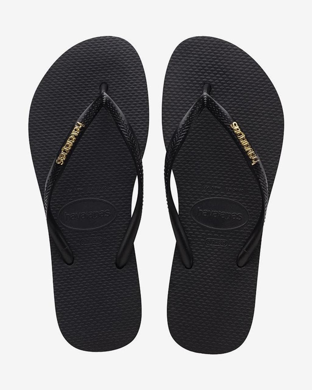 Tongs Havaianas Slim Logo Metallic noir or femme - 35-36